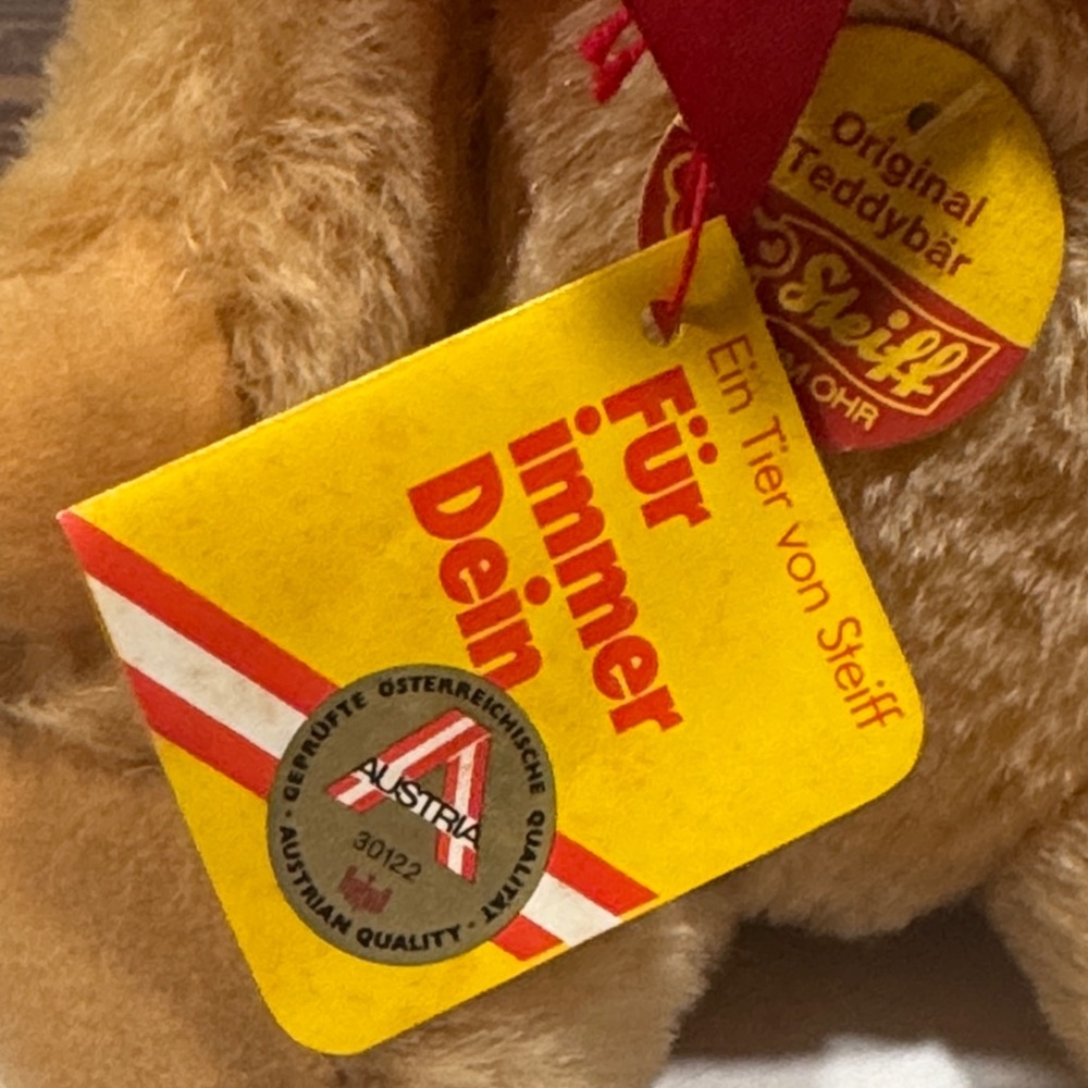 Vintage Steiff Teddy Bear 0201/26 w/ Button in Ear, Tags & Ribbon - Picture 3 of 8